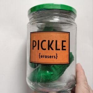 Green Pickle Erasers in Jar